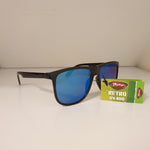 Retro UV400 - Black Wayfarer sunglasses with Blue Flash Lenses
