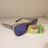 Retro UV400 - Transparent Grey Wayfarer sunglasses with Blue Flash Lenses