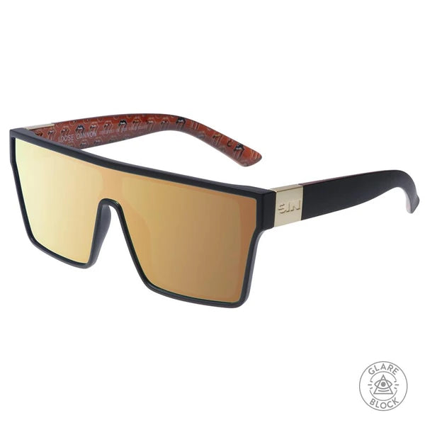 Loose Cannon Sunglasses in Matt Black All Mouth Print Gold Flash Shoptics .nz by Signature Marketing NZ