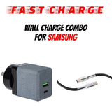 Fast charge plugin wall charger and fast charge USBC cable for Samsung and other usb-c devices